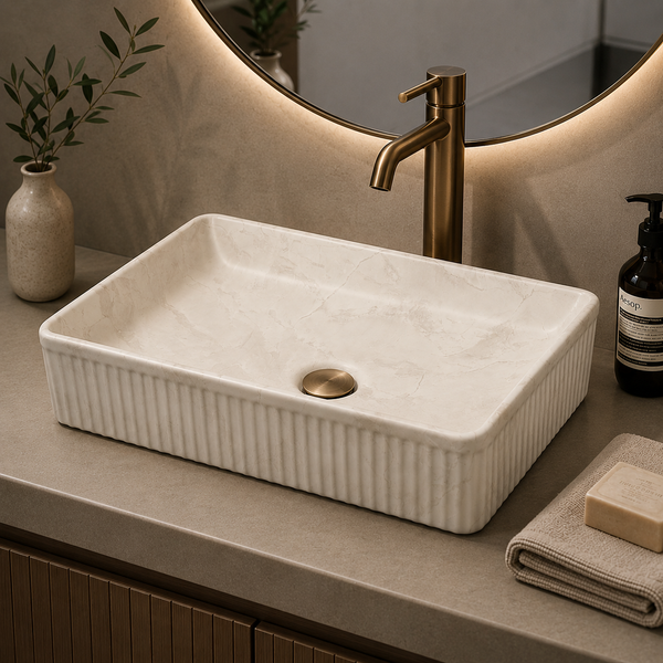 Bassino Matte Marble Table Top Wash Basin 20 × 13.5 × 5 Inches | Imported Designer Basin