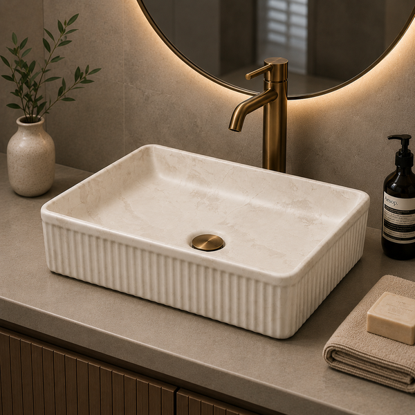 Bassino Matte Marble Table Top Wash Basin 20 × 13.5 × 5 Inches | Imported Designer Basin