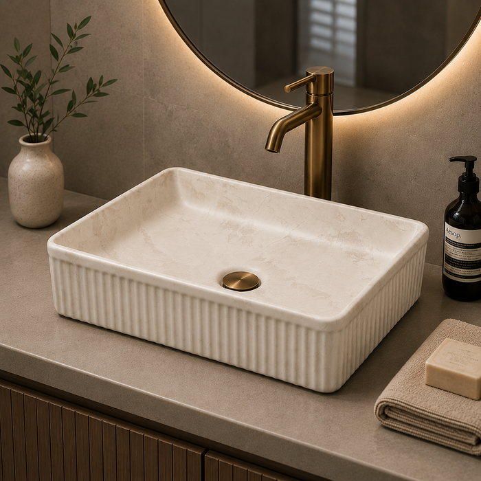 Bassino Fluted Matte Marble Table Top Wash Basin 