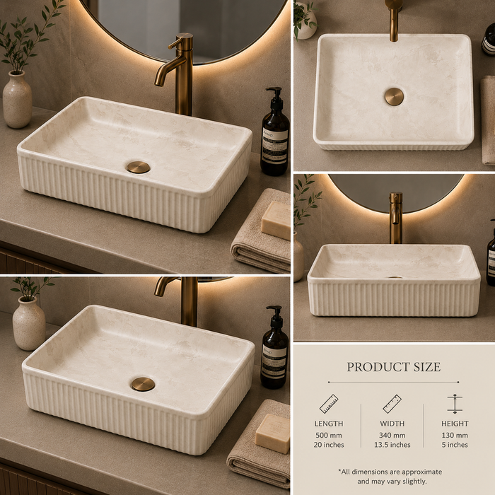 Bassino Fluted Matte Marble Table Top Wash Basin 7