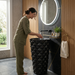 Bassino Geometric Black Pedestal Wash Basin