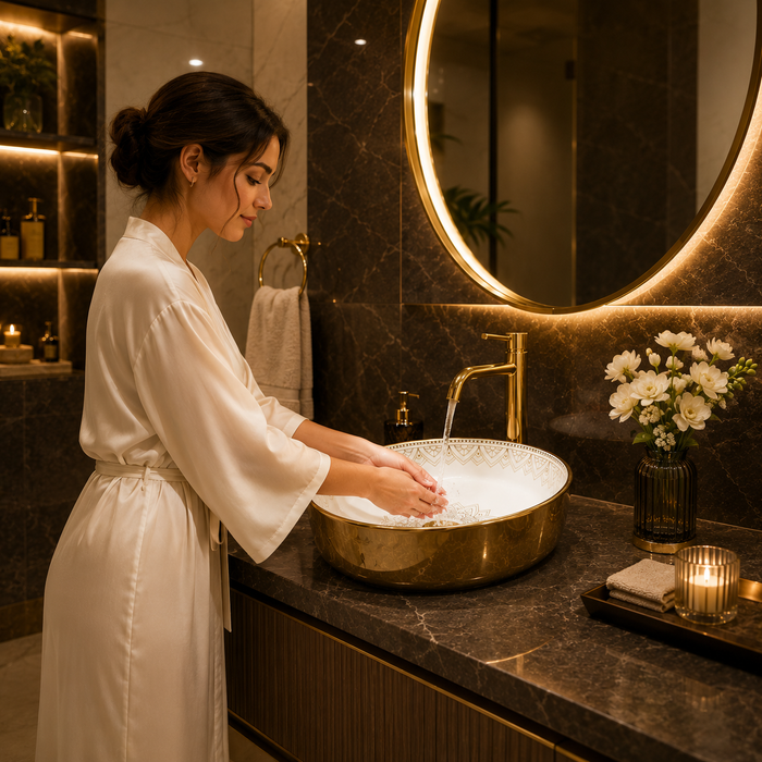 Bassino Gold Mandala Round Countertop Wash Basin
