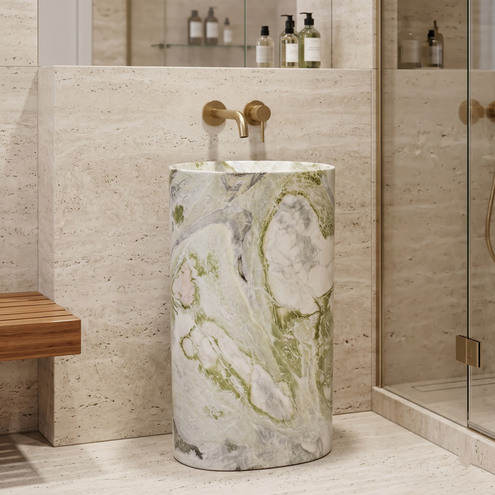 Bassino Marble Effect Pedestal Basin