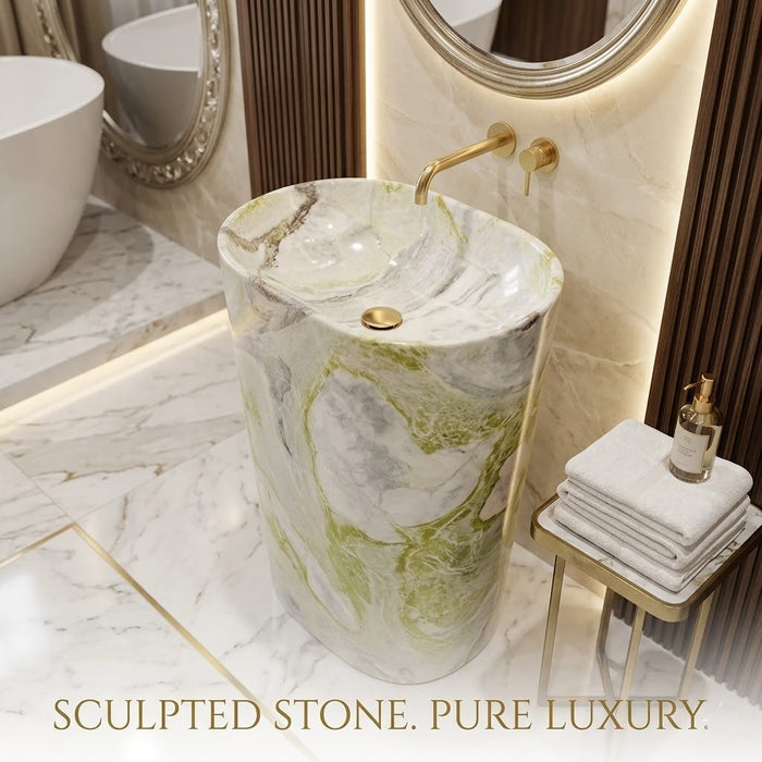 Bassino Marble Effect Pedestal Basin