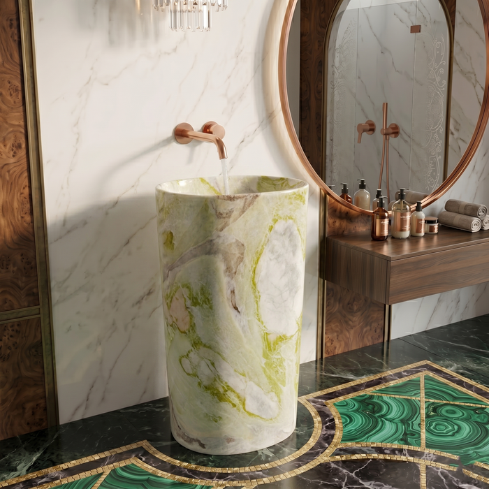 Bassino Marble Effect Pedestal Basin