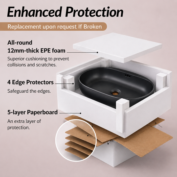 Bassino Matte Black Oval Countertop Wash Basin 
