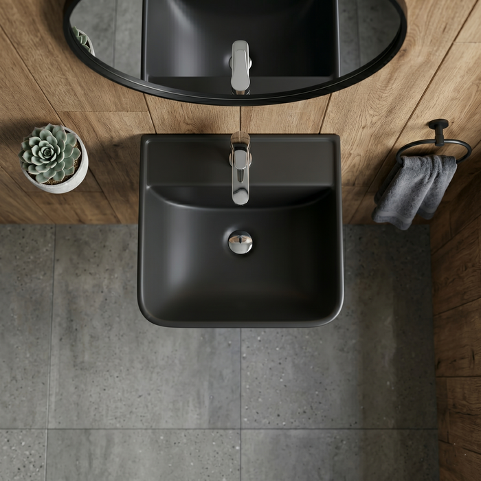 Bassino Matte Black Wall-Hung Wash Basin 