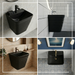 Bassino Matte Black Wall-Hung Wash Basin 