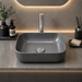 Bassino Matte Grey Rectangular Countertop Wash Basin