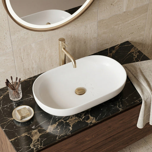 Bassino Matte White Oval Countertop Wash Basin 