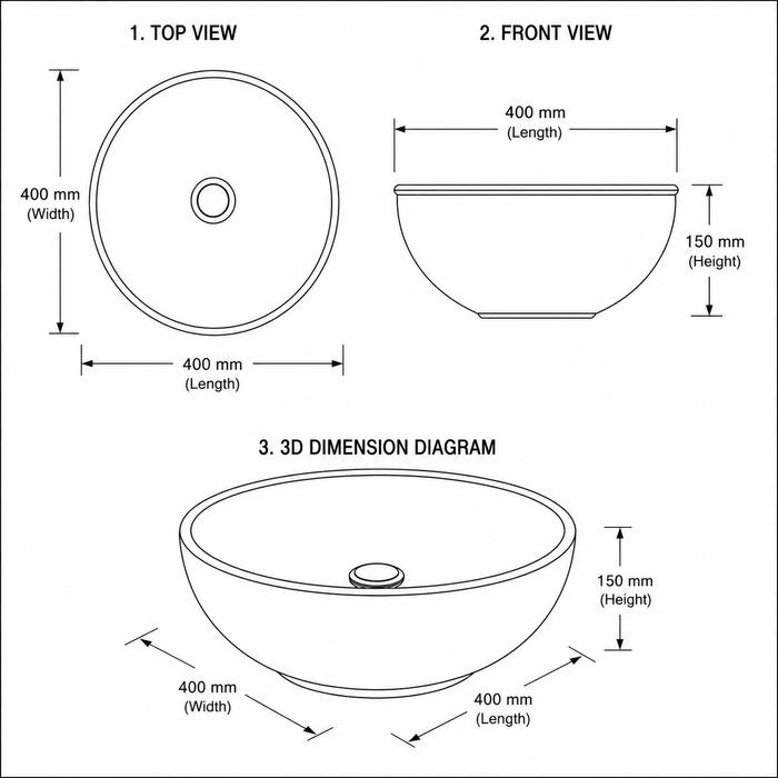 Bassino Round Blue Floral & Gold Ceramic Countertop Wash Basin