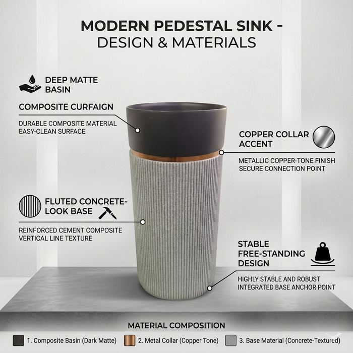 Bassino Round Freestanding Pedestal Wash Basin
