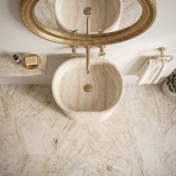 Bassino Textured Marble Pedestal Basin 