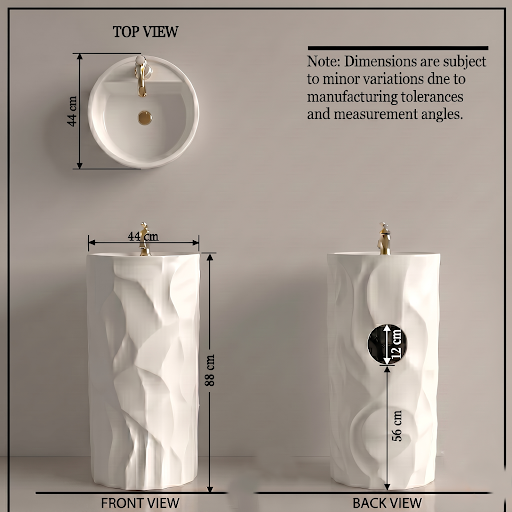 Bassino Textured Round Pedestal Basin