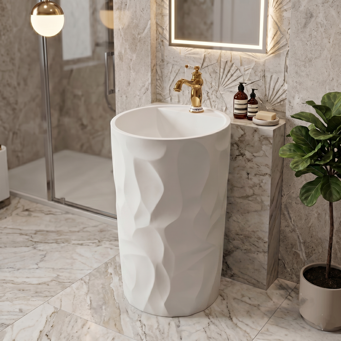 Bassino Textured Round Pedestal Basin