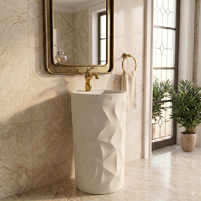 Bassino Textured Round Pedestal Basin
