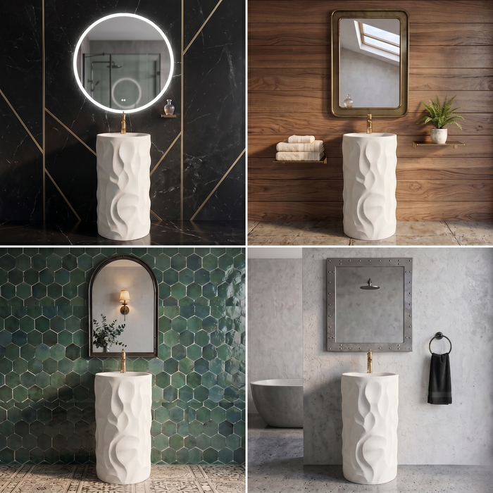 Bassino Textured Round Pedestal Basin