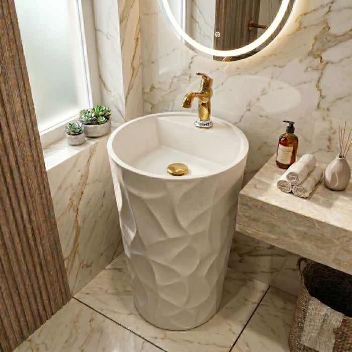 Bassino Textured Round Pedestal Basin