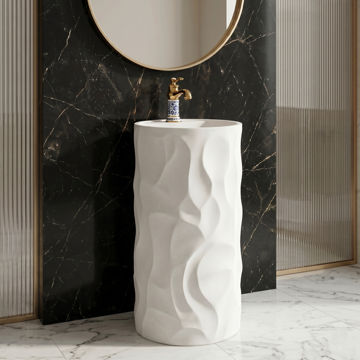Bassino Textured Round Pedestal Basin