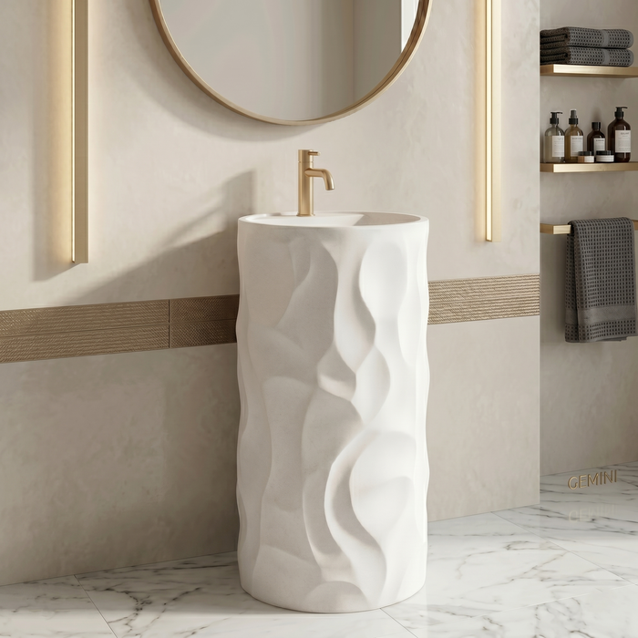 Bassino Textured Round Pedestal Basin