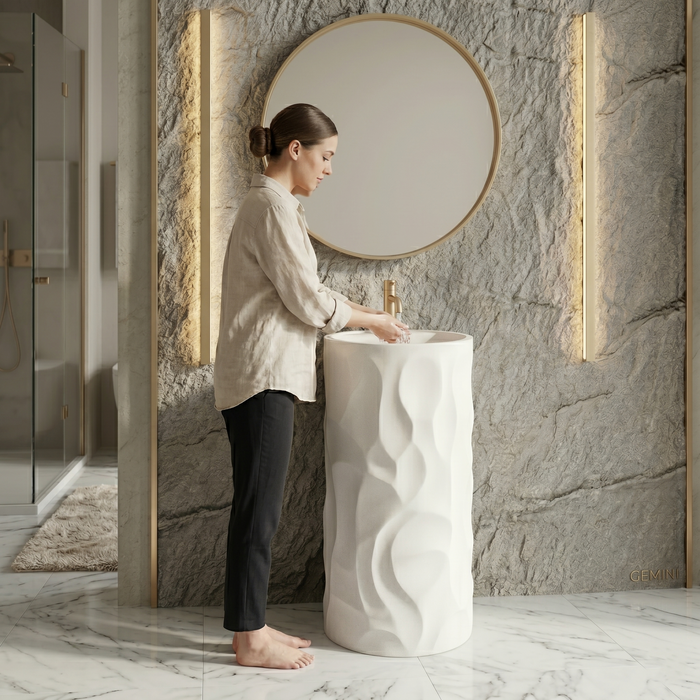 Bassino Textured Round Pedestal Basin