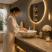 Bassino White & Gold Decorative Round Countertop Wash Basin