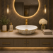 Bassino White & Gold Decorative Round Countertop Wash Basin