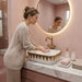 Bassino White & Gold Geometric Countertop Wash Basin