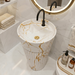 Bassino White & Gold Marble Effect Pedestal Basin 