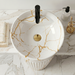 Bassino White & Gold Marble Effect Pedestal Basin 