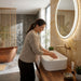 Bassino White Textured Rectangular Countertop Wash Basin 
