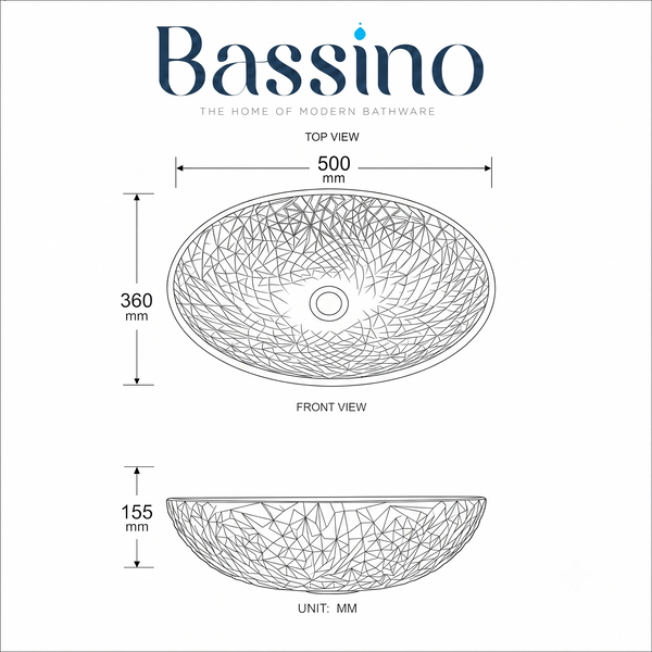 Bassino Aqua Blue Textured Glass Table Top Wash Basin – 19.7 × 14.2 × 6.1 Inch Oval Countertop Basin for Modern Luxury Bathroom