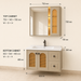 Bassino beige bathroom vanity set with ceramic basin, LED mirror cabinet and cane-style doors