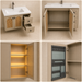 Bassino beige bathroom vanity set with ceramic basin, LED mirror cabinet and cane-style doors