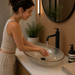 Bassino champagne textured glass table top wash basin, 430 x 320 x 120 mm oval countertop basin for modern luxury bathrooms