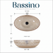 Bassino champagne textured glass table top wash basin, 430 x 320 x 120 mm oval countertop basin for modern luxury bathrooms