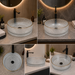 Bassino clear textured glass table top wash basin with gold rim, 450 x 450 x 150 mm round countertop basin for modern luxury bathrooms