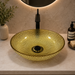 Bassino golden amber textured glass table top wash basin, 430 x 320 x 120 mm oval countertop basin for modern luxury bathrooms