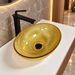 Bassino golden amber textured glass table top wash basin, 430 x 320 x 120 mm oval countertop basin for modern luxury bathrooms
