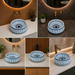 Bassino handmade ceramic table top wash basin 400 × 400 × 150 mm with blue and white decorative design and glossy finish for luxury bathrooms.