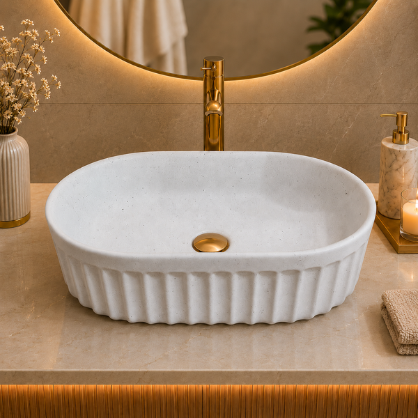 Premium Designer Table top/Counter top Wash Basin/Vessel sink (22x14x6 In) White
