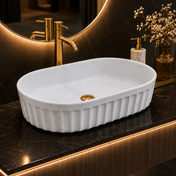 Premium Designer Table top/Counter top Wash Basin/Vessel sink (22x14x6 In) White
