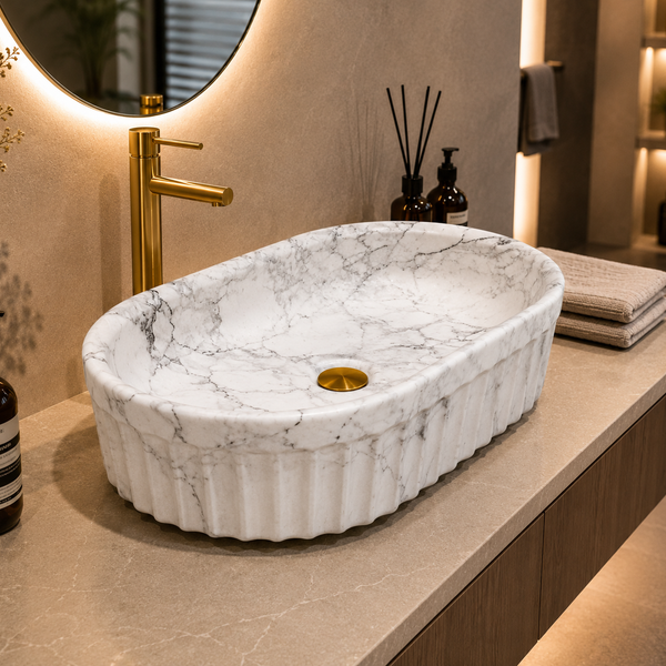 Premium Designer Table top/Counter top Wash Basin/Vessel sink (22x14x6 In) Marble6