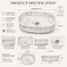 Bassino matte ceramic oval countertop wash basin with white marble finish, 550 × 355 × 150 mm