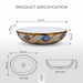 Bassino oval ceramic countertop wash basin with glossy white, blue and gold decorative finish