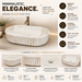 Bassino premium oval ceramic table top wash basin with matte ivory marble design