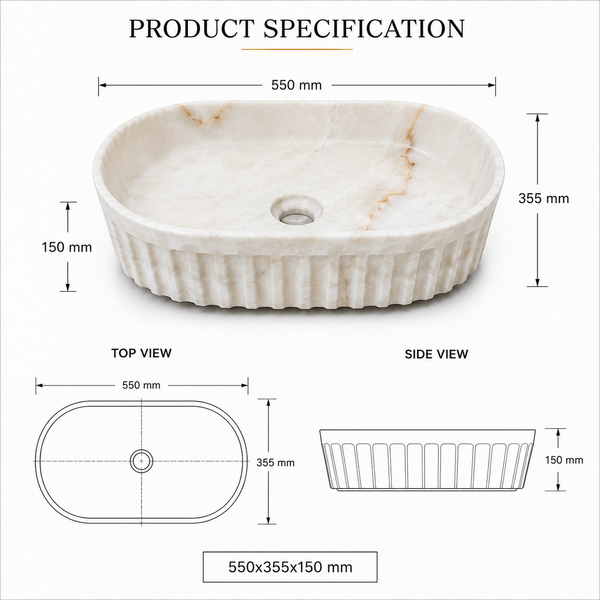 Premium Designer Table top/Counter top Wash Basin/Vessel sink (22x14x6 In) Marble7