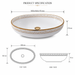 Bassino premium oval ceramic vessel wash basin with glossy white and gold border design