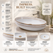 Bassino premium oval ceramic vessel wash basin with glossy white and gold border design