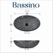 Bassino smoked grey textured glass table top wash basin, 500 x 360 x 155 mm oval countertop basin for modern luxury bathrooms
